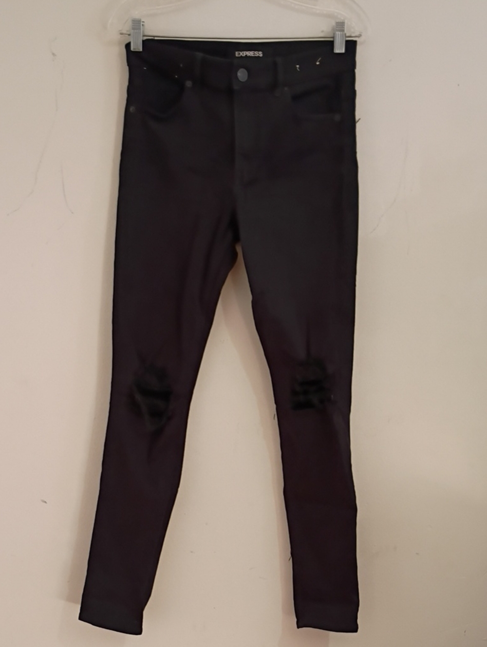 Express High-Rise Slim Black Women's Jeans with Knee Detail